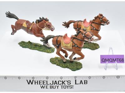 Lot of 3 Horses with Saddles 1970's Elastolin Germany