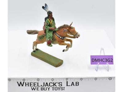 Composition Native American Indian With Child on Horse 1970's Elastolin Germany