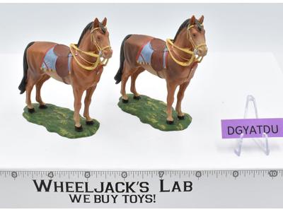 Lot of 2 Horses with Blue Saddles 1970's Elastolin Germany