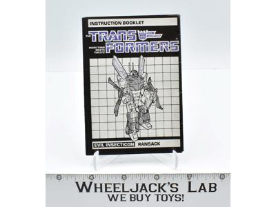 Ransack Action Figure Instruction Manual Booklet 1985 Hasbro G1 Transformers