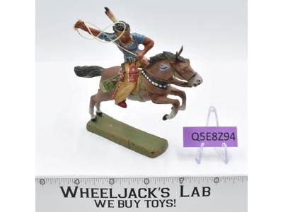 Composition Native American Indian With Lasso on Horse 1970's Elastolin Germany