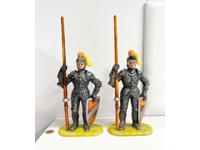 Lot of 2 Knights With Javelins and Shields 1970's Elastolin Germany
