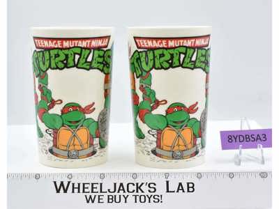 TMNT Lot of 2 Cups Glasses Dishes Peter Pan Ind 1989 Mirage Studios