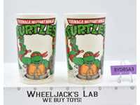 TMNT Lot of 2 Cups Glasses Dishes Peter Pan Ind 1989 Mirage Studios
