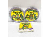 Lot of 16 Party Plates &amp; 16 Napkins TMNT 1989 by Unique Vintage NEW SEALED