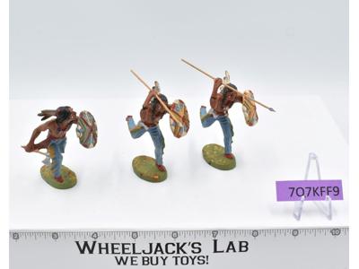 Lot of 3 Composition Native American Indians W/ Weapons 1970's Elastolin Germany