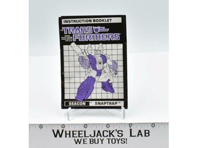 Snaptrap Action Figure Instruction Booklet Manual 1988 Vintage G1 Transformers