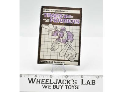 Rampage Action Figure Vintage Instruction Manual 1986 Hasbro G1 Transformers