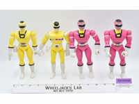 Lot of 4 Pink &amp; Yellow Power Rangers 1998 8" Bandai Action Figures