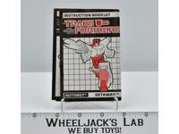 Getaway Action Figure Instructions Manual Booklet Sheet 1987 G1 Transformers