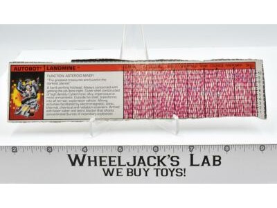 Landmine Action Figure Tech Spec 1988 Vintage Hasbro G1 Transformers