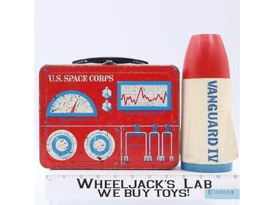 US Space Corps Vanguard IV Metal Lunch Box 1961 Vintage W/THERMOS