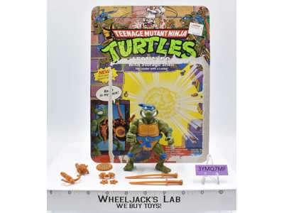 Storage Shell Leonardo W/Cardback 100% Complete TMNT 1991 Playmates Vintage