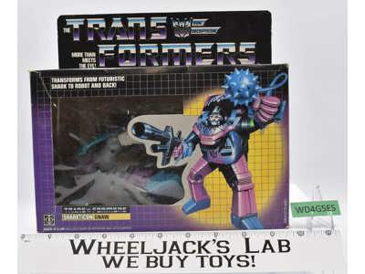 Gnaw Sharkticon 100% Complete W/Box UNUSED STICKERS G1 Transformers 1986 Vintage