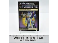 Soundwave Action Figure Instruction Manual Booklet 1984 Hasbro G1 Transformers