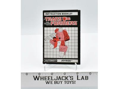 Joyride Instruction Manual Booklet 1987 Hasbro G1 Transformers Action Figure