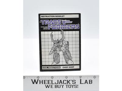 Chop Shop Instructions Manual Booklet 1985 Hasbro G1 Transformers Vintage Figure