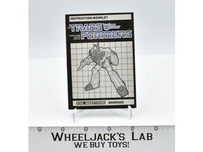 Barrage Action Figure Instruction Manual Booklet 1985 Hasbro G1 Transformers