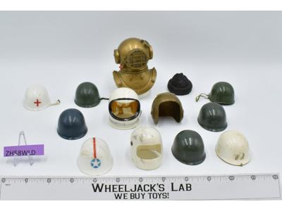 Hats &amp; Helmets Lot X13 G.I. Joe Hasbro 1960's Vintage 12" Accessory