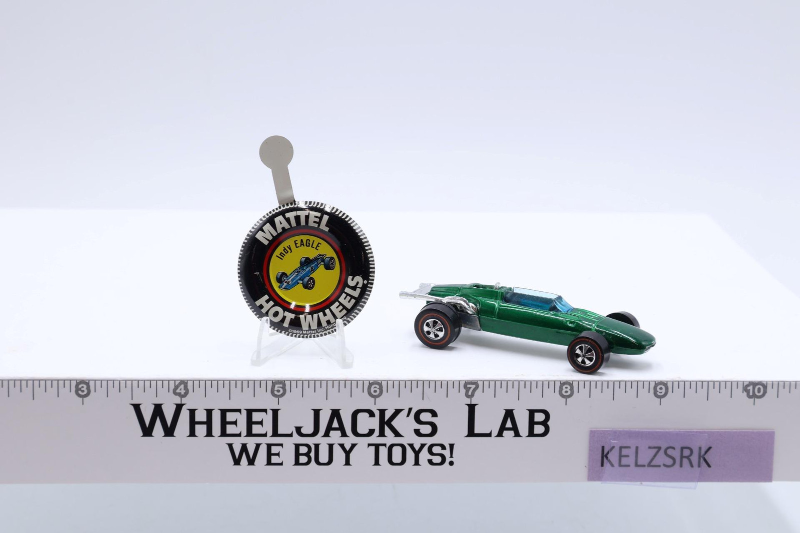 Indy Eagle Green Hot Wheels 1969 Redline Mattel Vintage RL Hong Kong w/ Button