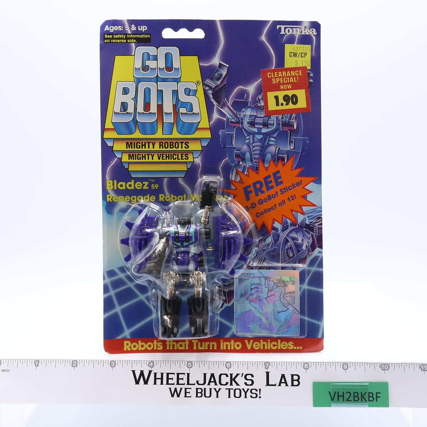 Bladez Renegade Robot W/Sticker Gobots Go Bots Tonka 1985 Vintage Figure MOSC