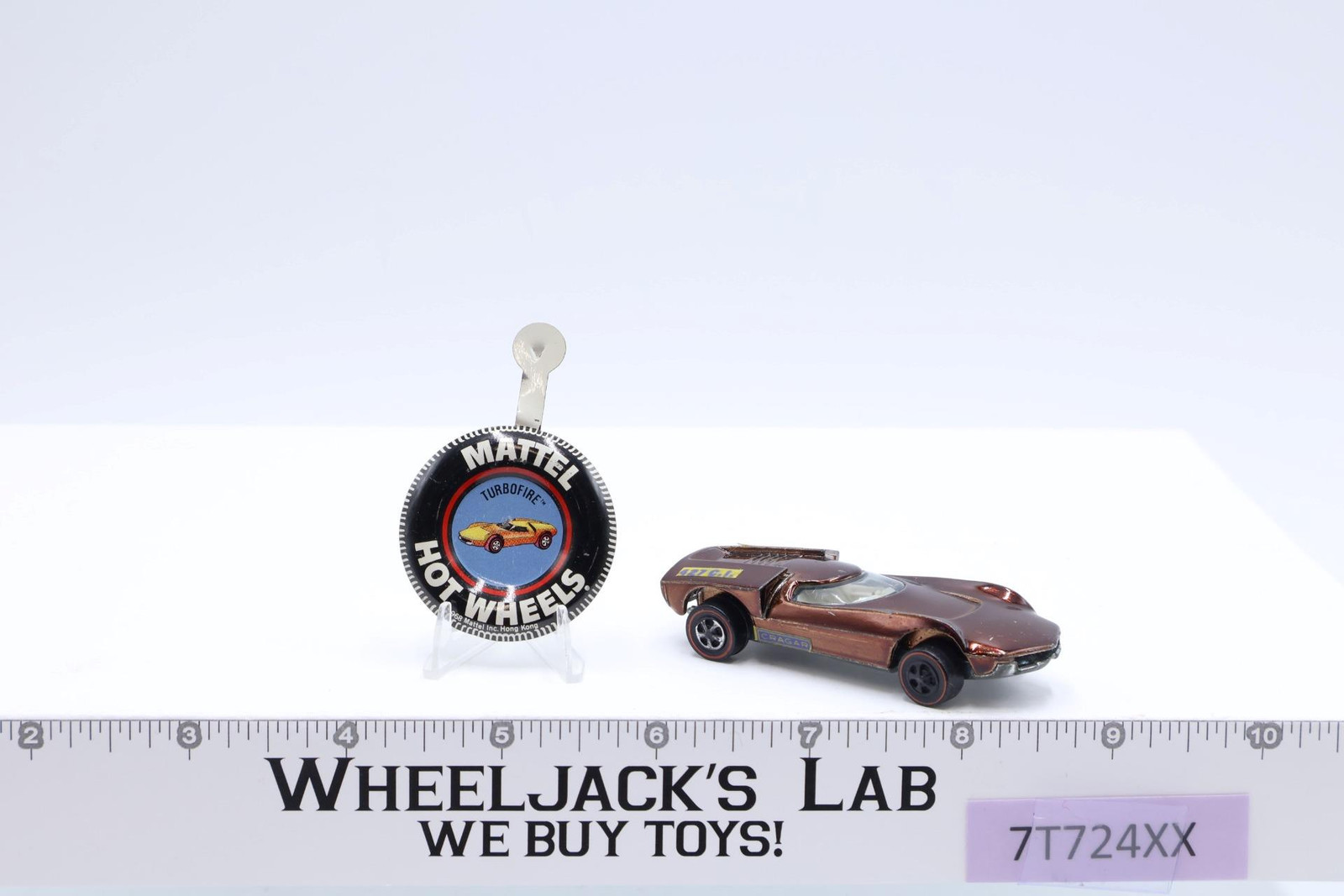 Turbofire Brown Redline Hot Wheels 1968 Mattel RL Spectraflame Vintage w/ Button