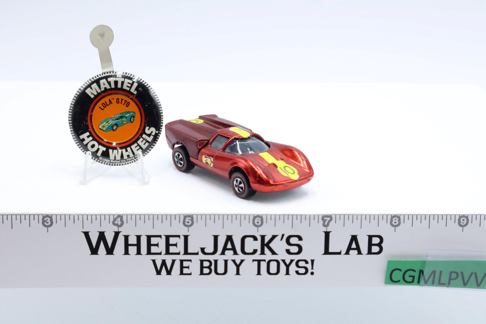 Lola GT70 Red Hot Wheels 1968 Mattel Vintage Redline RL w/ Button