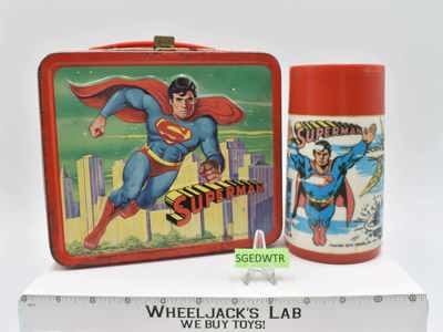 Superman DC Comics Metal Lunchbox W/Thermos 1978 Aladdin Industries