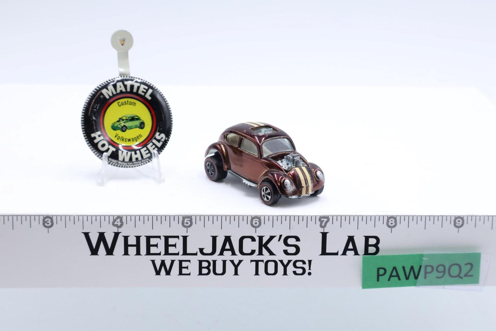 Custom Volkswagen Brown Hot Wheels 1968 Redline White Interior Sun Roof Button