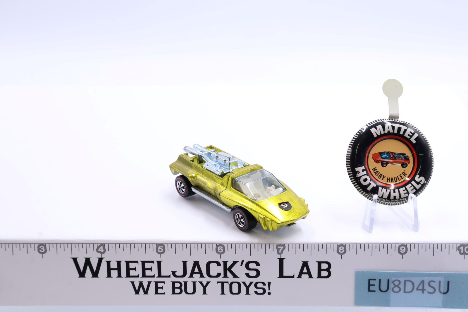 Hairy Hauler #2 Spectraflame Yellow 1969 Mattel Redline Hot Wheels w Button NICE