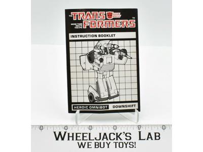 Downshift Action Figure Instruction Manual Booklet 1985 Hasbro G1 Transformers