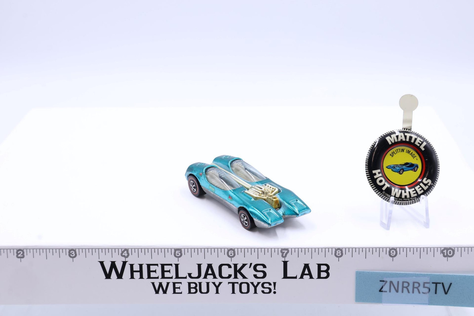 Splittin Image Aqua Green 1968 Redline Hot Wheels Mattel Vintage RL w/ Button