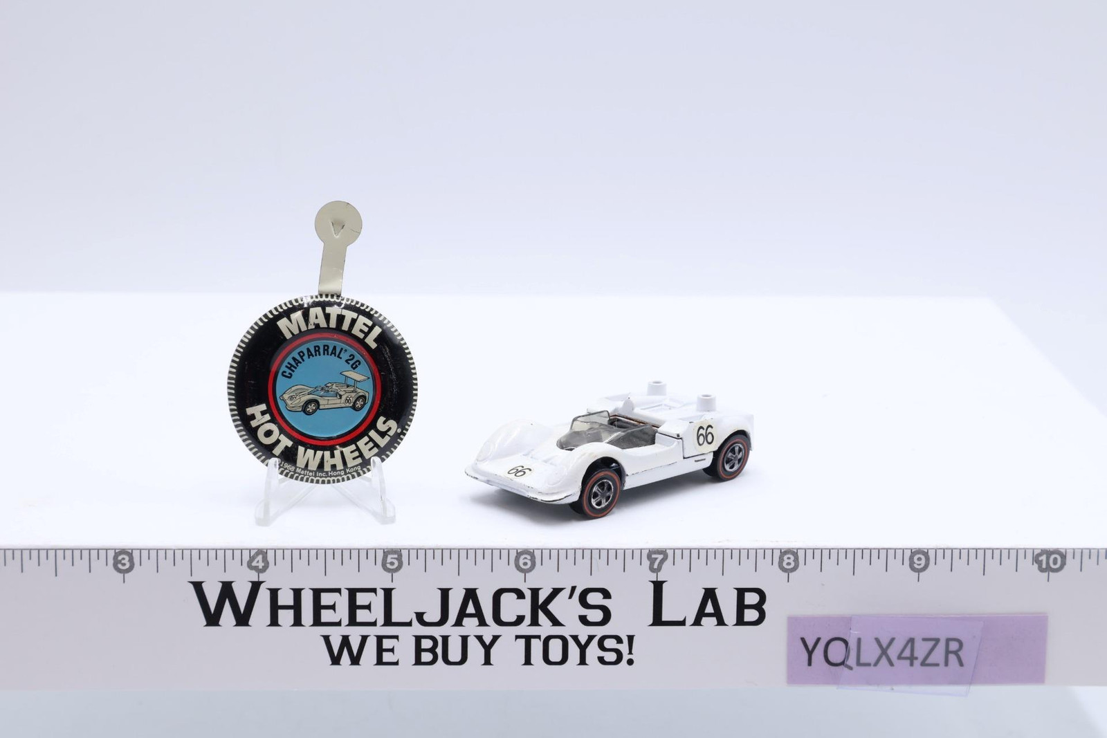 Chaparral 2G White Enamel 1969 Redline Hot Wheels Mattel Redline RL w/ Button