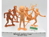 Lot of 5 Cowboys and Indians 6" Plastic Figures 1964 Marx Vintage