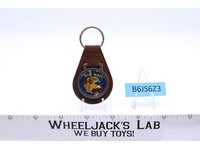 Pac Man Brown Suede Leather And Metal Keychain TM MM NOS