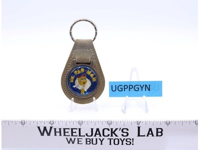 Ms. Pac Man Gray Suede Leather And Metal Keychain TM MM NOS