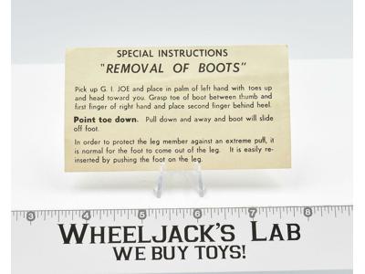 GI Joe Special Instructions Removal Of Boots Hasbro 1964 ARAH Vintage