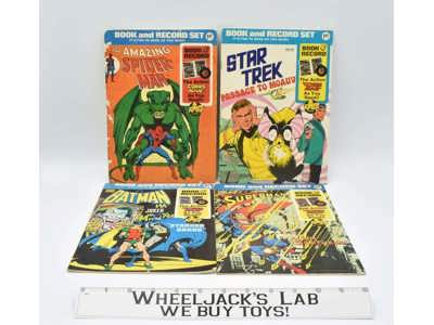 Star Trek Spider-Man Superman Batman Book &amp; Record Set Power Records 1975