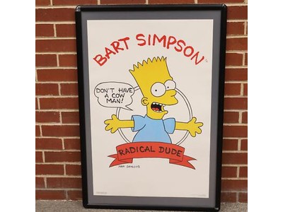Bart Simpson Radical Dude Poster 32" X 21" 1989 Twentieth Century Fox Groening