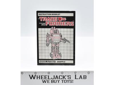 Grapple Action Figure Instruction Manual Booklet 1985 G1 Transformers