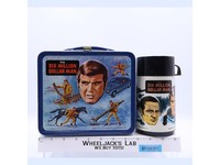 The Six Million Dollar Man Metal Lunch Box Aladdin 1974 Vintage w/ THERMOS