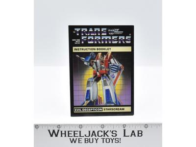 Starscream Action Figure Instruction Manual Booklet 1985 Hasbro G1 Transformers