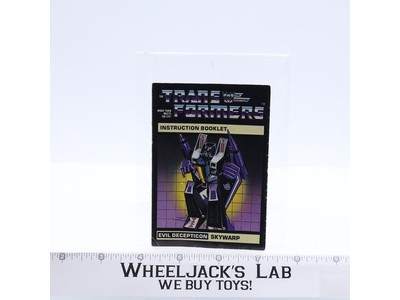 Skywarp Action Figure Instruction Manual Booklet 1984 G1 Transformers