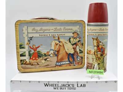 Roy Rogers & Dale Evens Double R Bar Ranch Metal Lunchbox 1950's Thermos Brand