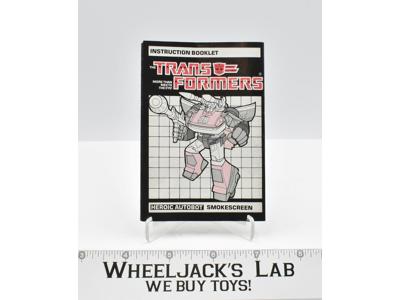 Smokescreen Action Figure Instruction Manual 1985 Vintage Hasbro G1 Transformers