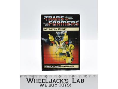 Sunstreaker Action Figure Instruction Manual 1984 Vintage Hasbro G1 Transformers