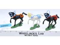 Lot of 3 Plastic Horse for Miniature Figurines 1970-80's Unknown Brand 3"