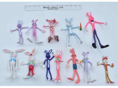 Lot of 12 Bendable/Posable Rabbits Bend Ems Bendies Figures