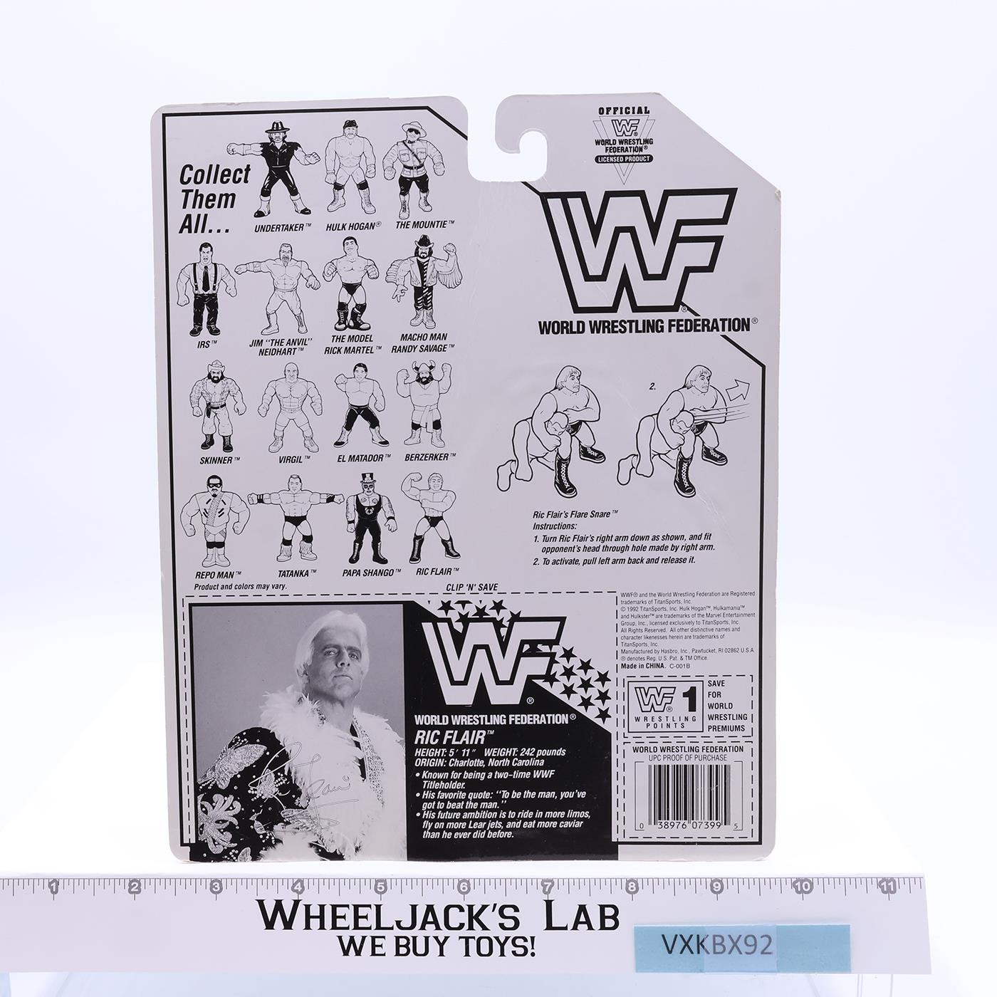 Rick Flair 100% Complete W/CARDBACK 1992 WWF Wrestling Hasbro Vintage NM