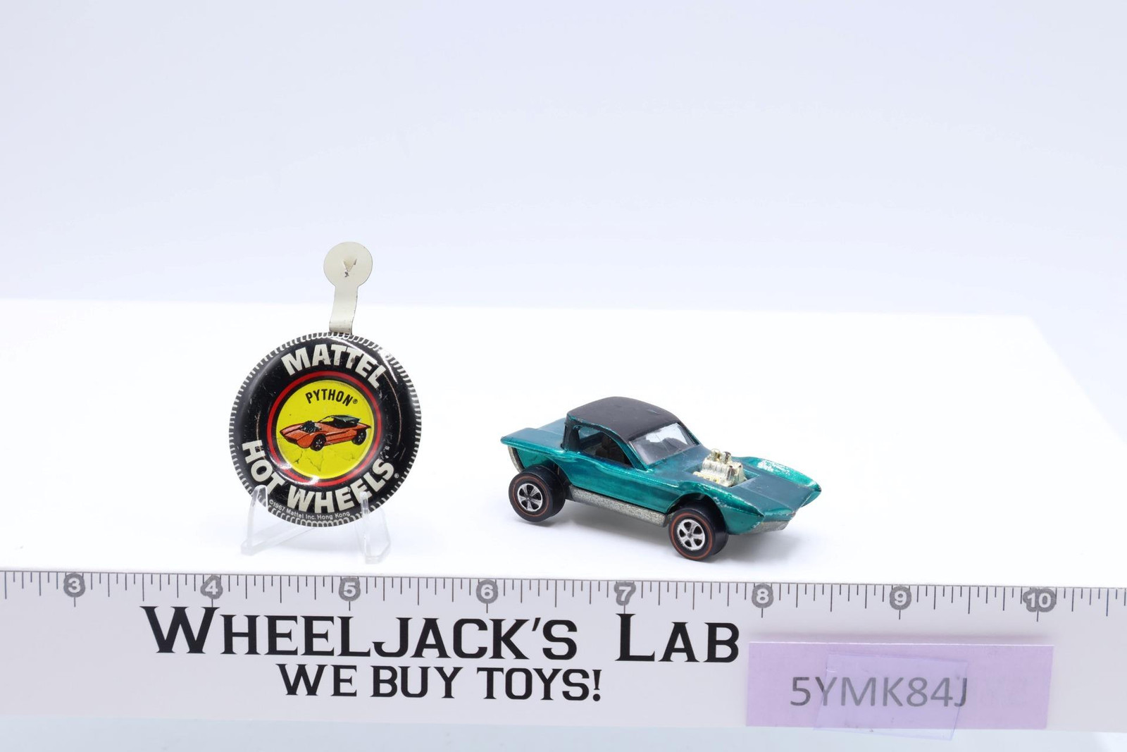 Python Aqua 1968 Hot Wheels Mattel Vintage Redline RL w/ BUTTON
